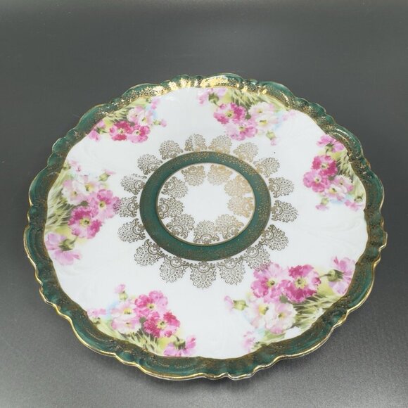 Eleanor China Co Austria Porcelain Plate Dish Set 4 Flowers Gold Gild Vintage - Picture 13 of 16